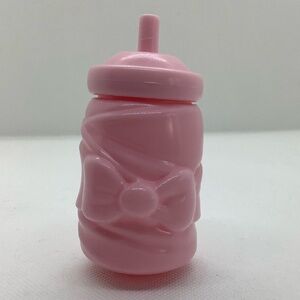 Pink Doll Pretend Baby Bottle Removable Lid Bow Design Replacement Toy